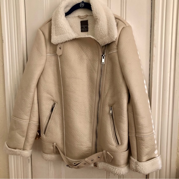 Primark Faux Leather Sherling Jacket/Coat Size Small - Picture 2 of 16